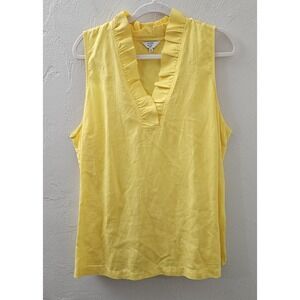 Crown & Ivy Sleeveless Tank Top Women's Size 2X Yellow Sleeveless V-Neck Ruffle